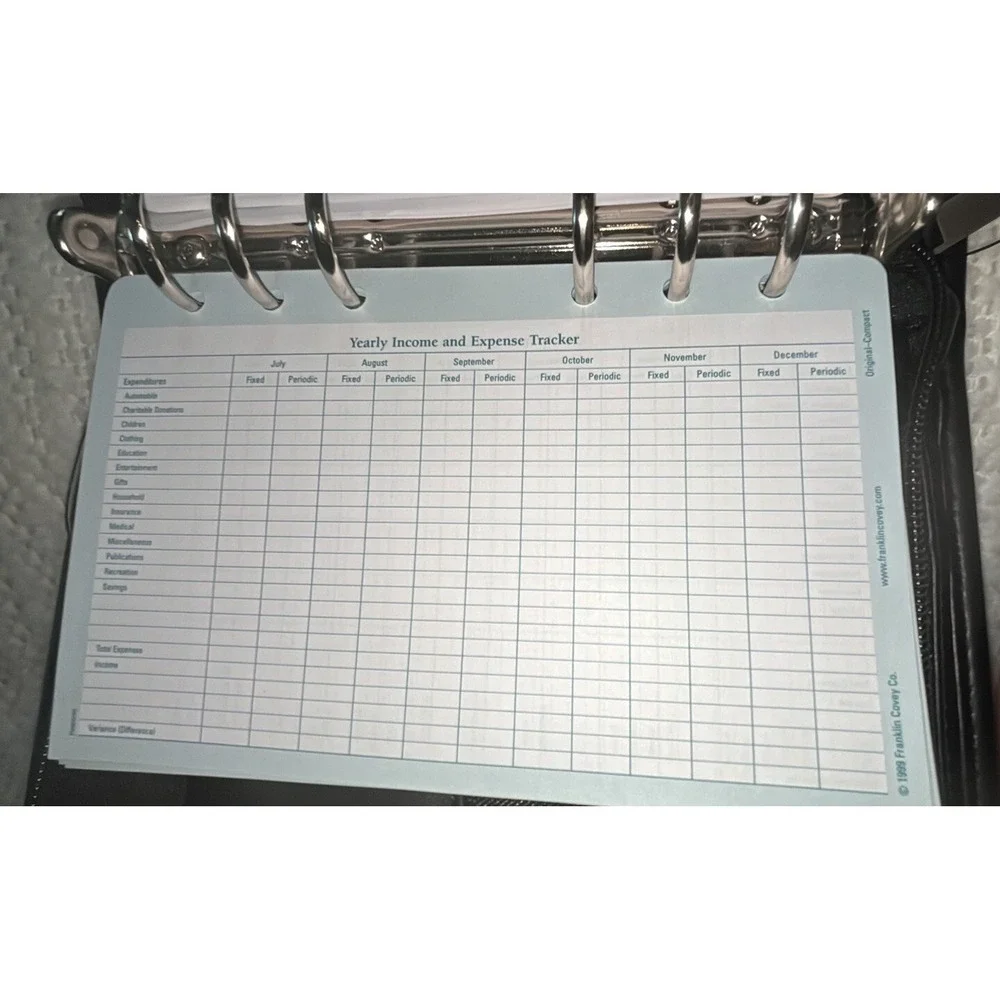 Vtg Franklin Covey Compact System 6 Ring Binder Black NWOT‎ Undated Inserts